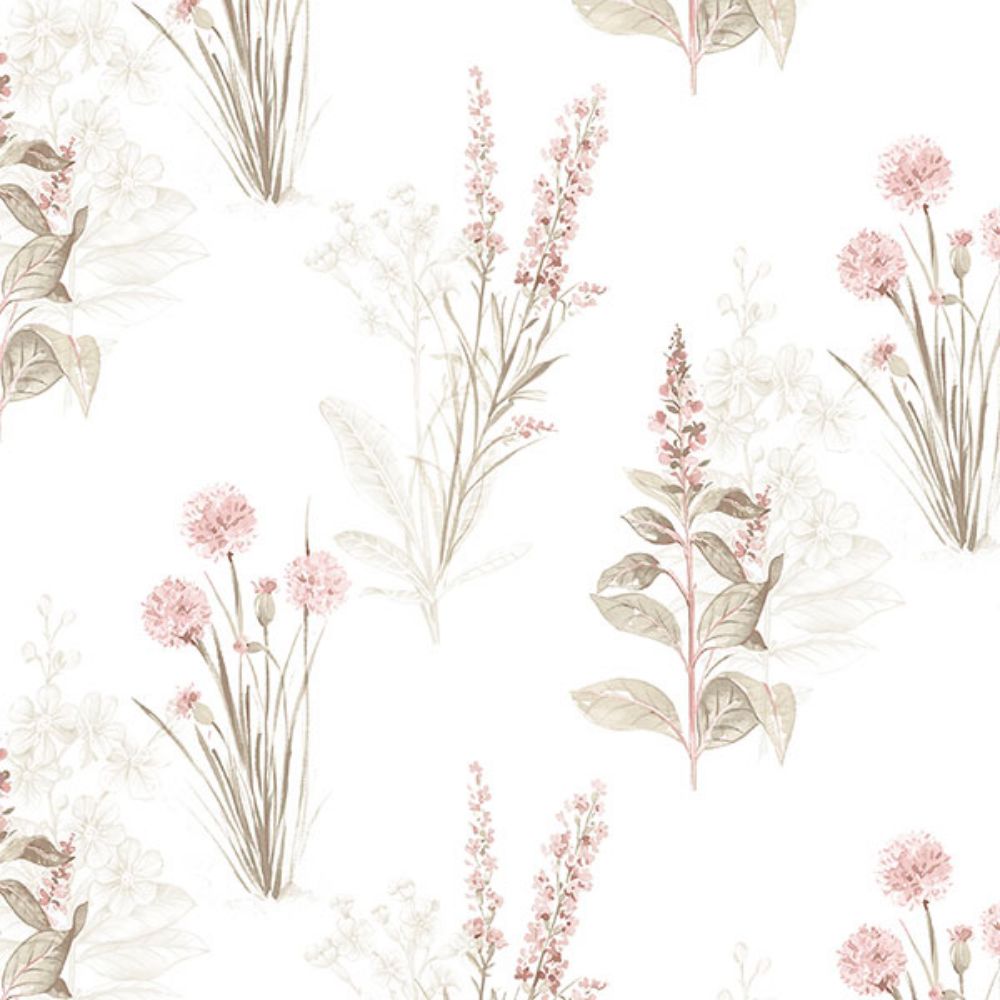Patton Wallcoverings AF37715 Flourish (Abby Rose 4) Flora Wallpaper in Pink, Khaki & Grey